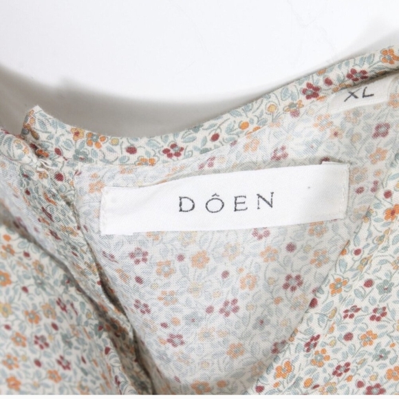 DOEN Pirouette Mustard California Wildflower Floral Cotton Puff Sleeve Top XL - Picture 8 of 8